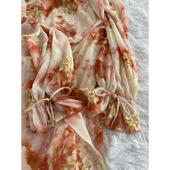 H&M NWT Floral Long-Sleeve V-Neck Maxi Dress With Sheer Overlay & Lining Size M - Picture 8 of 11